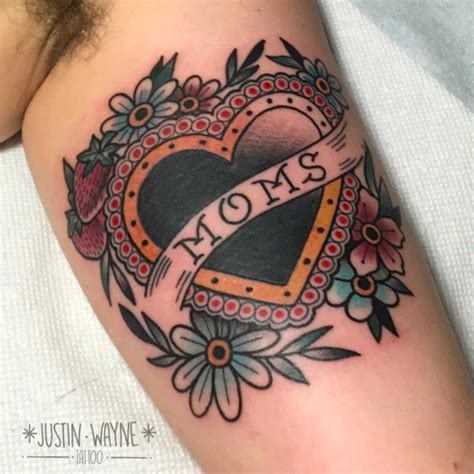 Traditional Mom Heart Tattoo By Justin Wayne Tattoonow