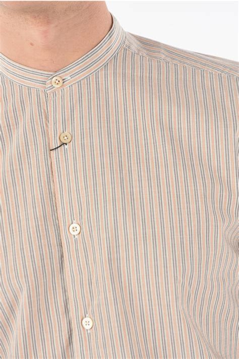 corneliani balanced striped mandarin collar shirt men glamood outlet