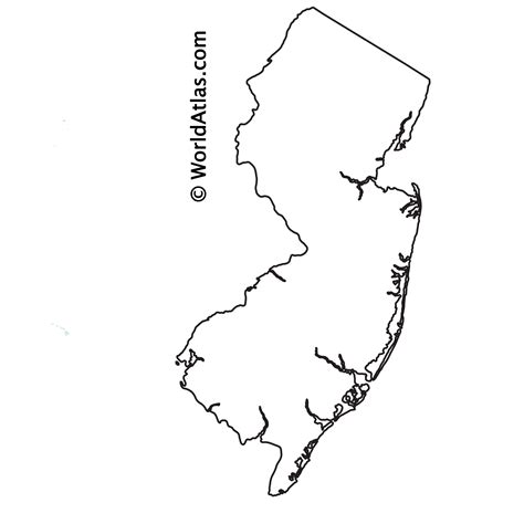 Outline Map Of New Jersey Outline Map