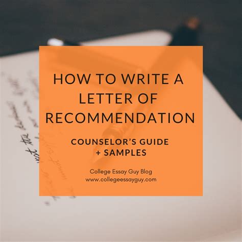 How To Write A Letter Of Recommendation Counselors Guide Samples