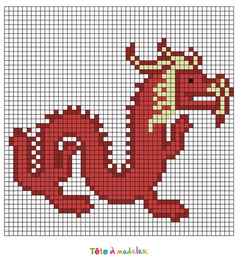 Pixel Art Dragon Un Coloriage à Imprimer Gratuitement Avec Tête à Modeler