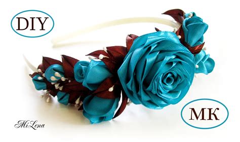 Ободок с розами МК Diy Rose Headband Rose Tutorial Роза канзаши