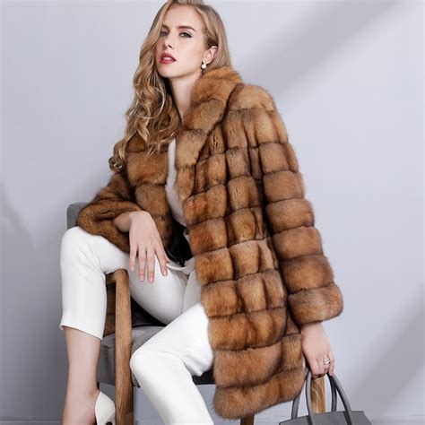 luxury fur coat women high end top quality winter natural fur jacket russia sable fur coat