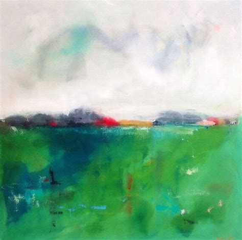 Green Turquoise Abstract Landscape Painting Original Meadow