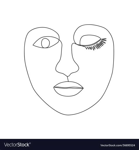 Continuous Line Drawing Set Faces Royalty Free Vector Image