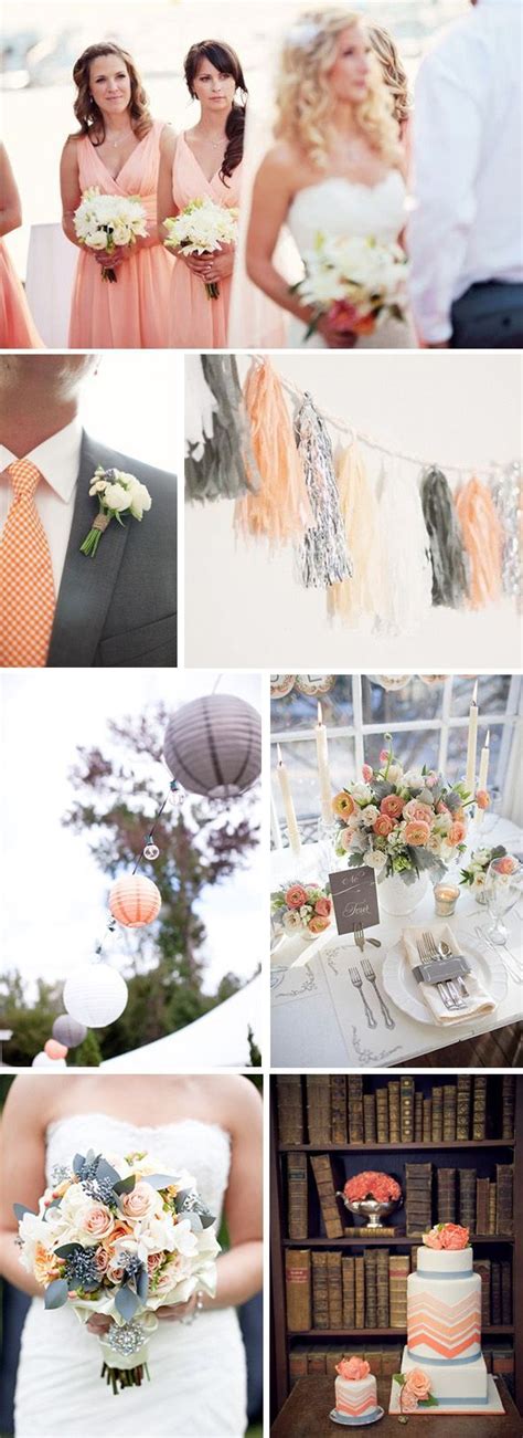 Peach And Grey Weddings Coral And Grey Wedding Ideas Wedding Colors
