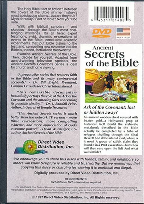 Ancient Secrets Of The Bible Ark Of The Covenant Dvd 1997 Dvd Empire