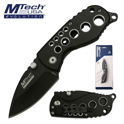 Mtech Folding Pocket Knife Bullet Holes Black Handle In Clam