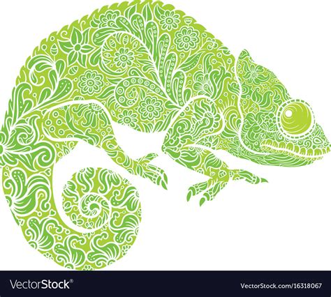 Zentangle Stylized Chameleon Royalty Free Vector Image