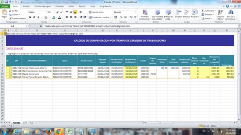 Aplicaciones En Excel Planilla Para Cálculo De Compensación Por Tiempo