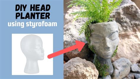 Diy Head Planter Pot Out Of Cement And Foam Easy Concrete Head Planter