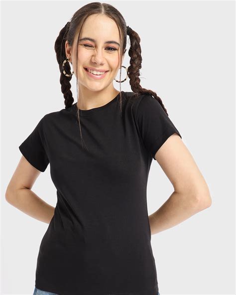 Buy Womens Black Slim Fit T Shirt Online At Bewakoof