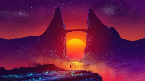 Night Beautiful Landscape Scenery Digital Art 4k Hd W