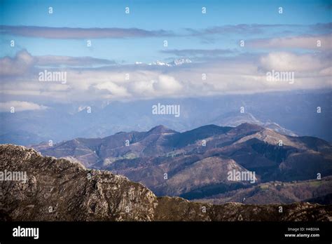 Snow Capped Mountains In Asturias Picos De Europa Spain Stock Photo