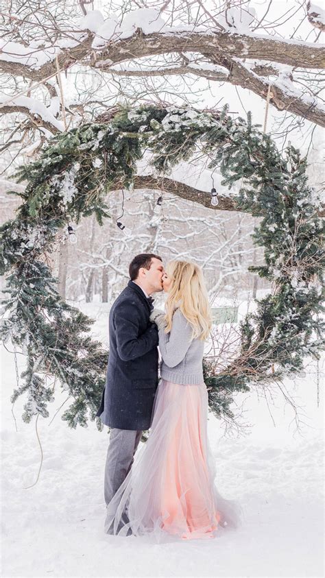 Dreamy Winter Wedding Photos With Snow Background