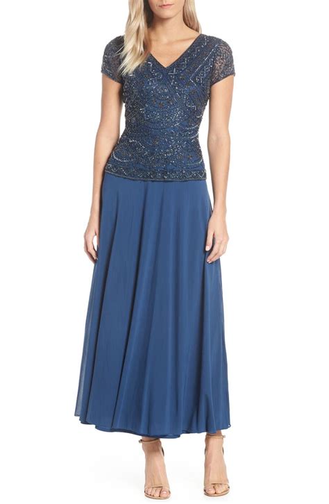 pisarro nights beaded v neck mock two piece gown nordstrom