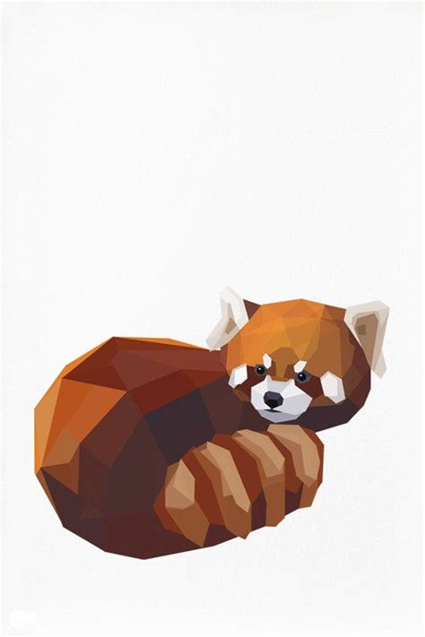 Geometric Illustration Red Panda Animal Print By Tinykiwiprints