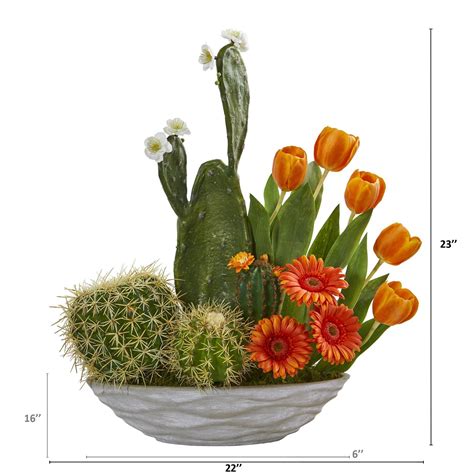 23” Cactus Floral Garden Artificial Arrangement Nearly Natural