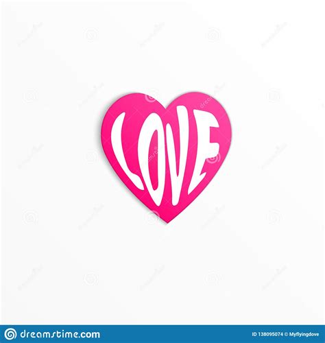 Icon Of A Pink Red Heart With Word Love Inside Isolated On White