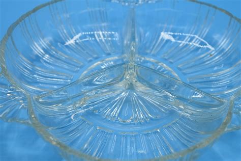 Hazel Atlas Depression Glass Divided Relish Dish Vintage Ridge Etsy