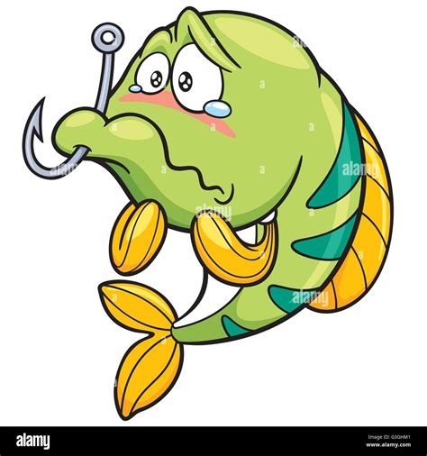 Vector Illustration Of Fish With Fishing Hook Stock Vector Image And Art