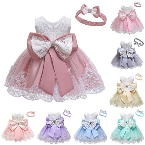 Buy Baby Girls Lace Bowknot Formal Wedding Tutu Princess Dressheadband