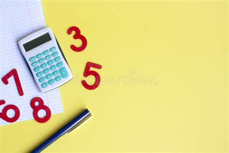 Background Math Calculator Notebook Numbers And Pen On Yellow