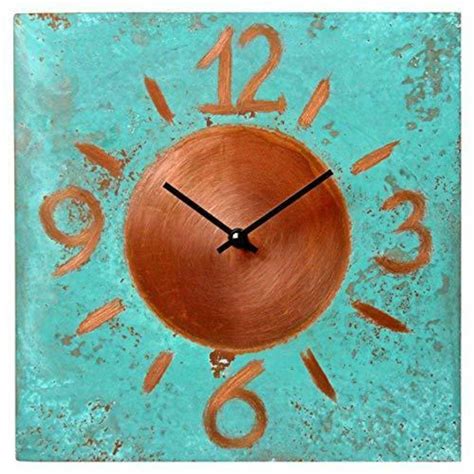 インテリア メタルクロック Square Turquoise Copper Wall Clock 12 Inch Interiorlabo