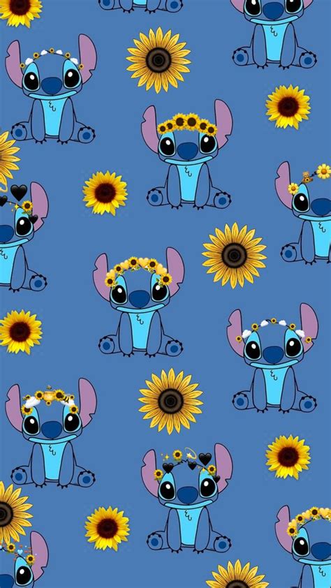 Stitch Sunflower Cute Disney Wallpaper Cute Wallpapers Cute Cartoon