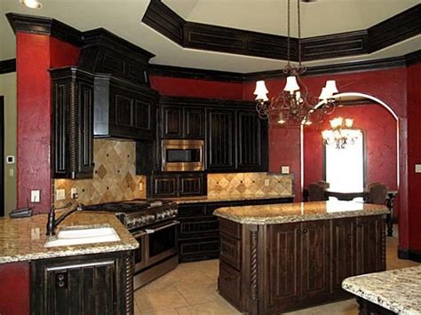 Love The Red Kitchen And Dark Wood Maybe Only One Red Wall And Accents