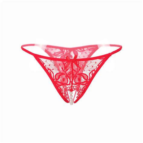 Buy Women Lace Crotchless Panties Crotch Thong With Pearls Massaging Underwear At Affordable