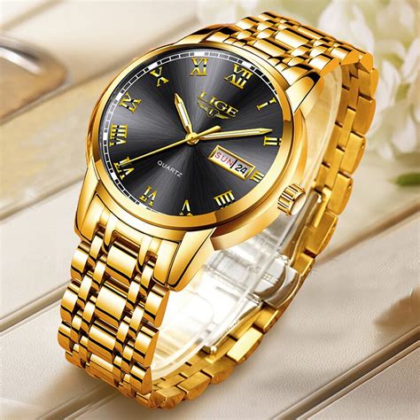 Lige Men Gold Wrist Watch Fashion Sport Discount