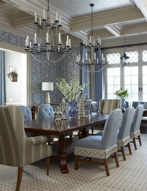 Two Chandeliers Help To Fill The Grand Size Of The Dining Room And Are