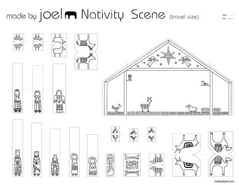 joel travel size paper city nativity scene template   joel