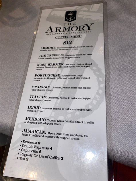 Menu At The Armory Nj Restaurant Perth Amboy