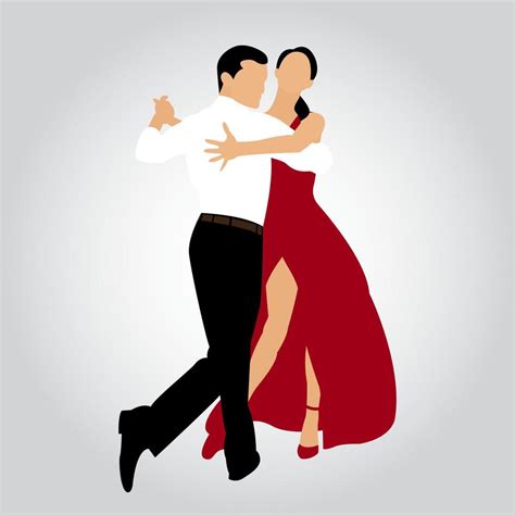 Couple Dancing Tango Man And Woman Dancing Tango Vector Illustration