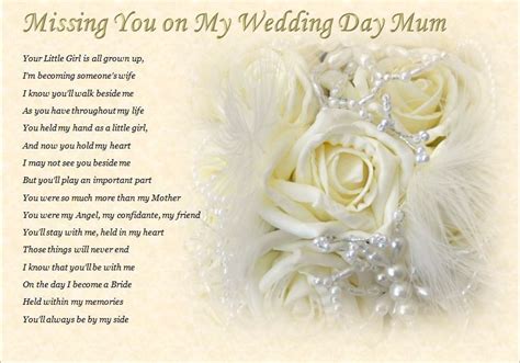 Mum Missing You On My Wedding Day Laminated Poem Mother Of The Bride Wedding Day My