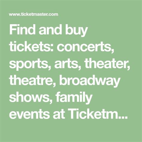 Find And Buy Tickets Concerts Sports Arts Theater Theatre