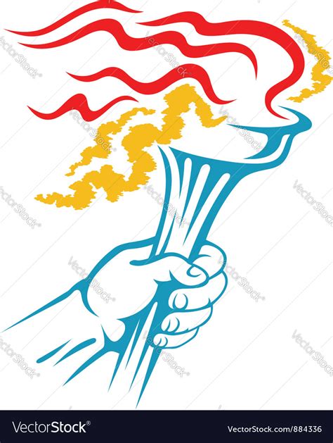Flaming Torch In Hand For Sports Royalty Free Vector Image