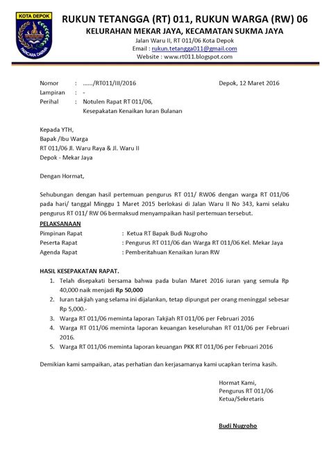 Mengenai seperti apa contoh format notulen untuk rapat dan cara penyusunannya, akan sesuai dengan contoh format risalah rapat atau format notulen rapat di atas bagi kamu yang sedang mencari format notulen rapat dinas, rapat koordinasi, rapat sekolah, rapat perusahaan, rapat kerja. Notulen Rapat RT 011/06 12 Maret 2016 - RT 011/06 Depok
