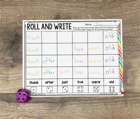 Roll And Trace Sight Word Practice Editable Sight Word Practice Word