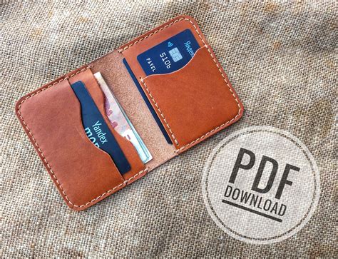 Pdf Leather Wallet Template Pattern Bifold Cardholder Etsy