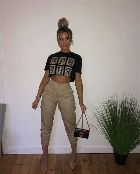 Brown Leather Pants Black Cropped Top Emilyshak Crop Top Outfits