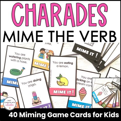 Verb Charades Miming Game Cards For Kids Made By Teachers