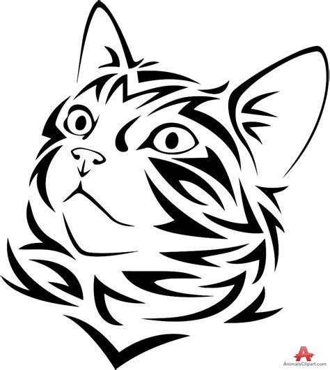 Stencil Cat Tattoo Tribal Cat Clipart Clipartfest Cat Face