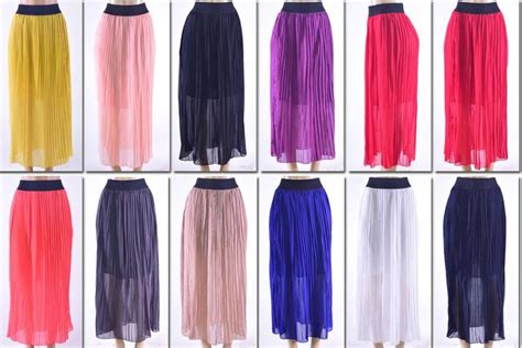 72 Units Of Womens Pleated Solid Color Maxi Skirt Womens Skirts At