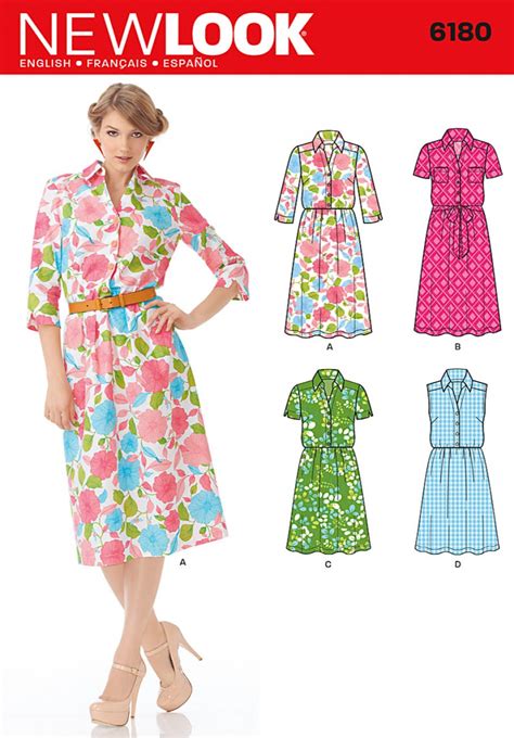 Discontinued New Look Pattern 6180 Misses Shirt Dress And Belt