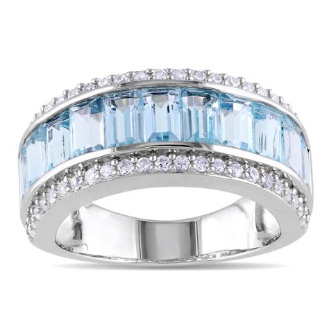 Shop Miadora Sterling Silver Blue Topaz And Created White Sapphire Ring