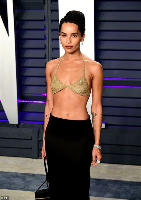 zoe kravitz wears sheer gold bra to vanity fair oscars after party daily mail online