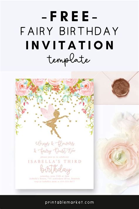 Free Editable Birthday Party Invitation Template Fairy Dust